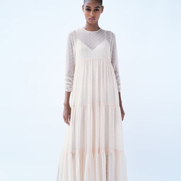 Zara Dresses Zara Swiss Dot Sheer Pheasant Boho Maxi Dress Poshmark